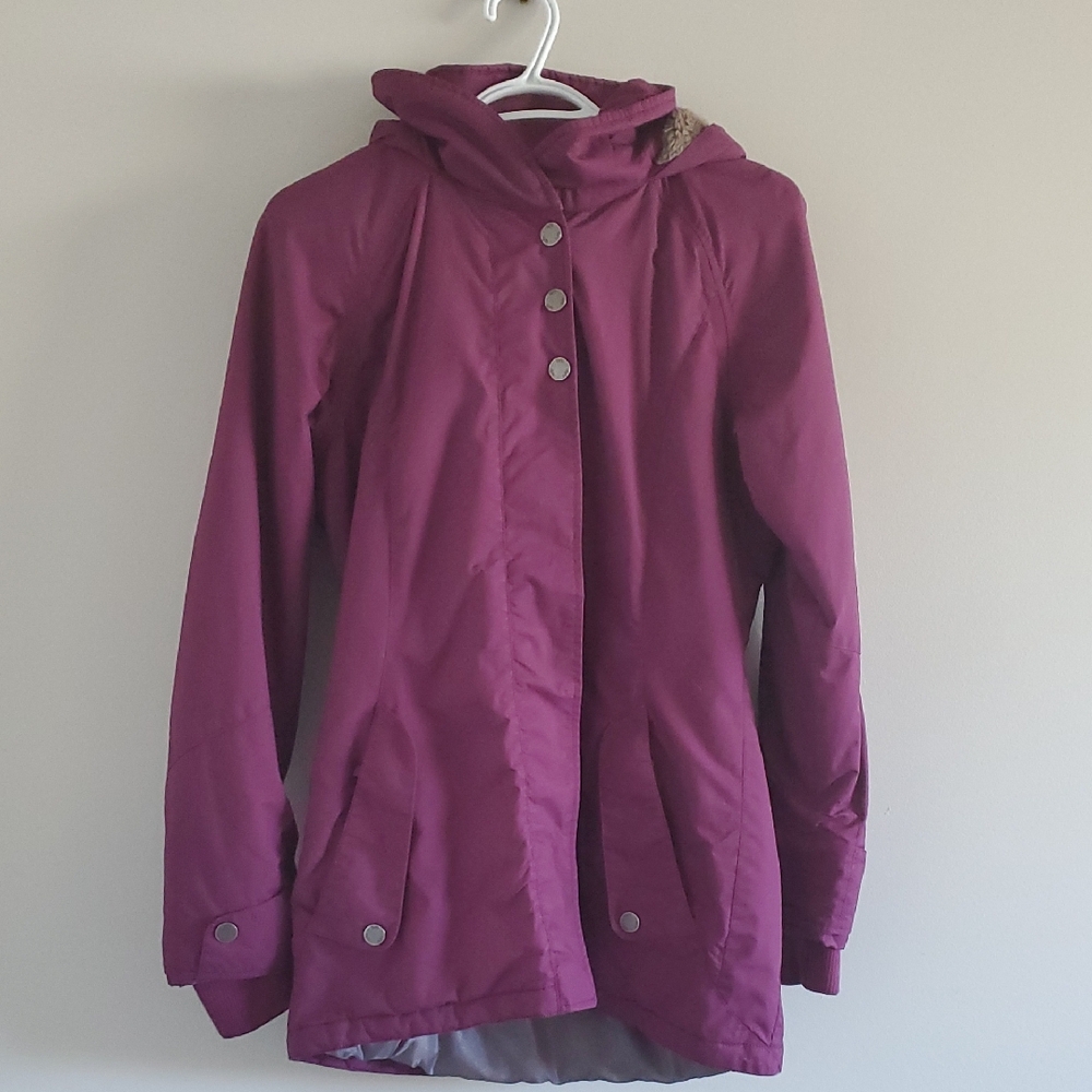 Orb Women's Plum Hooded Ski Winter Casual Waterproof Jacket Size M